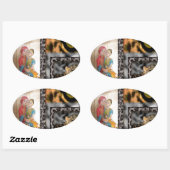 トラ & カップル アート プリント 楕円形シール (シート)