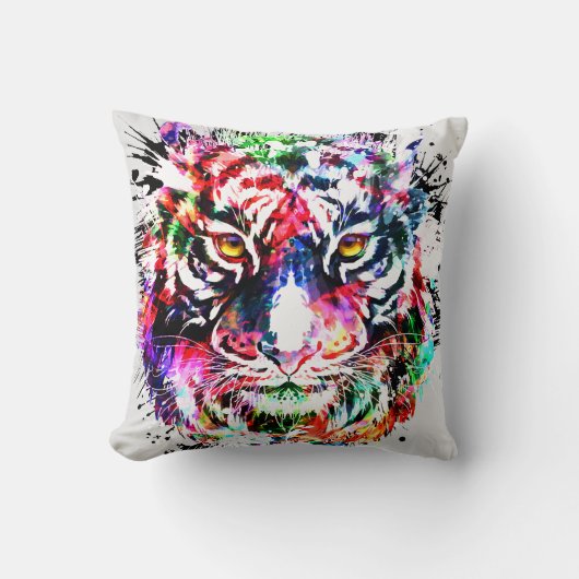 トラ | カラフルスケッチ | 抽象芸術 クッション (正面)
