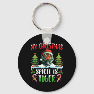 トラ・クリスマス・サンタ帽子・Xmas・私のクリスマスの精神 キーホルダー