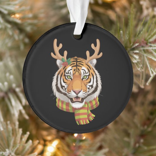 トラ+トナカイ クリスマス 動物 角付き クリスマス  オーナメント (ツリー)
