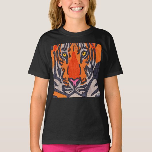 トラ(黒) - 女の子用Tシャツ Tシャツ (正面)