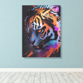 トラ | Tigerカラフルスケッチ抽象芸術 キャンバスプリント (インサイチュ (ウッドフロア))