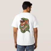 トラ vs ヘビ 激しい野生動物バトル アート tシャツ (裏面フル)