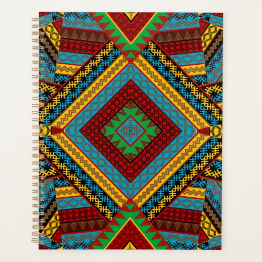 トリアはっきりしたル幾何学模様カラフル民族防法 プランナー手帳 (正面)