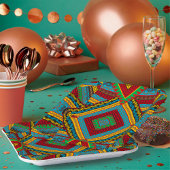 トリアはっきりしたル幾何学模様カラフル民族防法 ペーパープレート