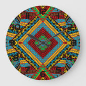 トリアはっきりしたル幾何学模様カラフル民族防法 ラージ壁時計 (正面)