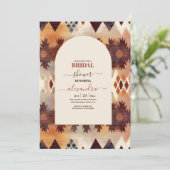 トリアアステカブブラウンエスニックウェスタンブライダルシャワー 招待状 (スタンド正面)