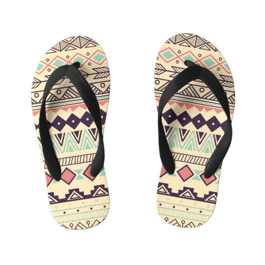 トリアアステカルストライプヴィンテージイラストレーション キッズビーチサンダル (フットベッド)
