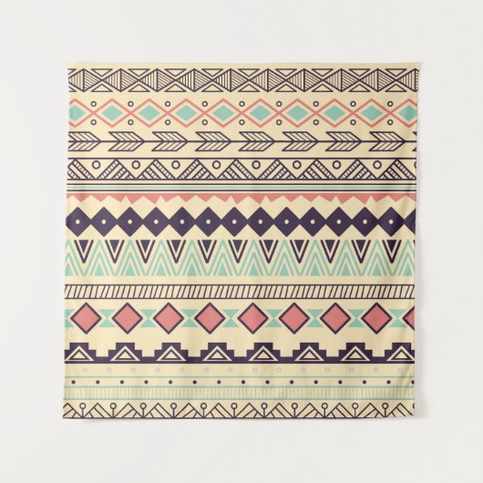 トリアアステカルストライプヴィンテージイラストレーション タペストリー (正面)