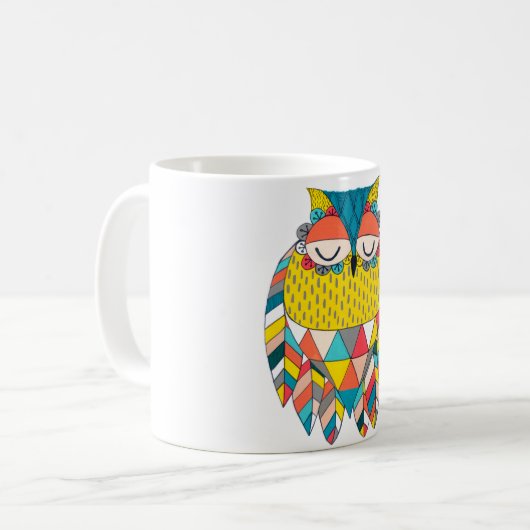 トリアアステカルモダンフクロウイラストレーション コーヒーマグカップ (正面左)
