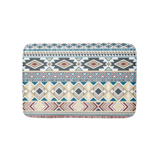 トリアアステカルモチーフ：幾何学的シームレスデザイン バスマット (正面)