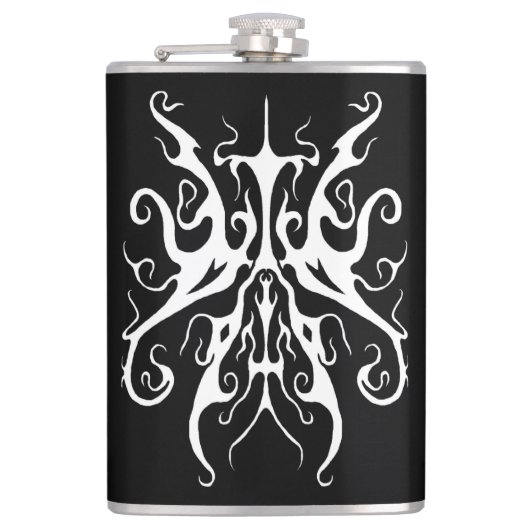 トリアエレガントルのタトゥーデザイン – 黒に白 フラスク (正面)