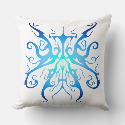 トリアエレガントルタトゥーデザイン – 青 クッション (正面)