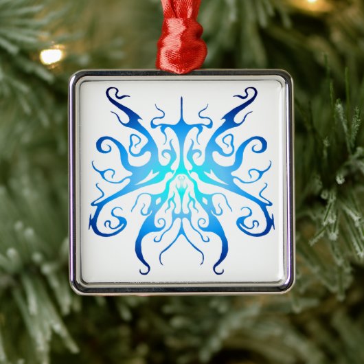 トリアエレガントルタトゥーデザイン – 青 メタルオーナメント (ツリー)