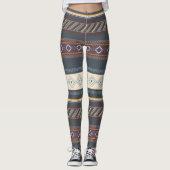 トリアカラフルルアステカアートブルーパープルダークカワイイ レギンス (正面)