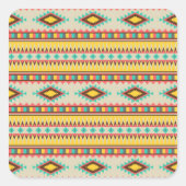 トリアカラフルルアステカ先住民アメリカン・ダイヤモンド スクエアシール (正面)