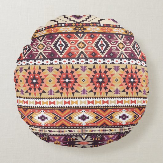 トリアカラフルルスタイル、シームレ鮮やかームパターン。 ラウンドクッション (正面)