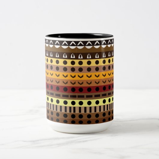 トリアカラフルルデコアートパターン ツートーンマグカップ (中央)