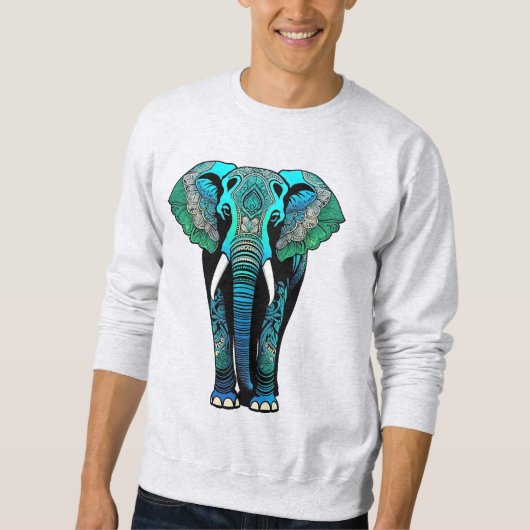 トリアカラフルル・ゾウ – 芸術的野生生物 スウェットシャツ (正面)