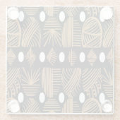 トリアカリブのルの布：黒、白、金ゴールド ガラスコースター (裏面)