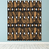 トリアカリブのルの布:黒、白、金ゴールド キャンバスプリント (インサイチュ (ウッドフロア))