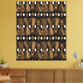 トリアカリブのルの布:黒、白、金ゴールド キャンバスプリント (インサイチュ (リビング))