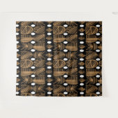 トリアカリブのルの布：黒、白、金ゴールド タペストリー (正面(横))