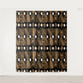 トリアカリブのルの布：黒、白、金ゴールド タペストリー (正面)