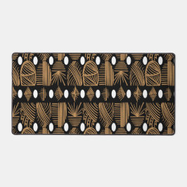 トリアカリブのルの布：黒、白、金ゴールド デスクマット