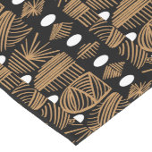 トリアカリブのルの布：黒、白、金ゴールド ロングテーブルランナー (コーナー)