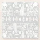 トリアカリブのルの泥の布:黒、白、 ガラスコースター (裏面)