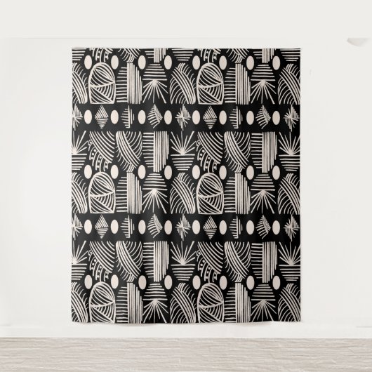 トリアカリブのルの泥の布：黒、白、 タペストリー (正面)