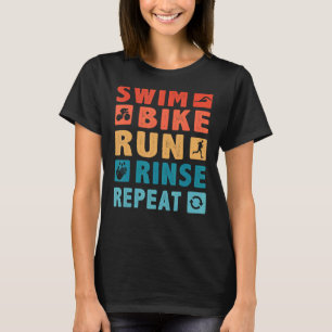 トリアスリート走に自転車リンスを繰り返す Tシャツ