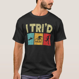 トリアスロおもしろいン女子男性へサイクリスト泳ぐ人トリア Tシャツ
