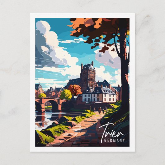 トリアドイツヴィンテージ旅行イラストレーション ポストカード (正面)