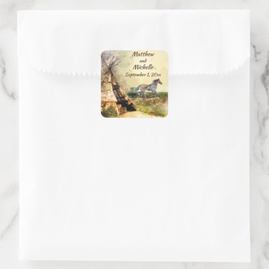 トリアパーソナライズされたルのテペと馬のテ結婚ピ スクエアシール (バッグ)