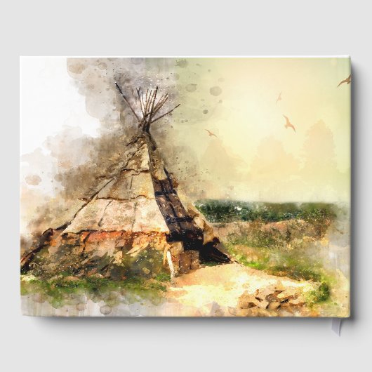 トリアパーソナライズされたルのテペ水の色Tipi結婚の ゲストブック (裏面)