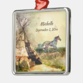 トリアパーソナライズされたルテペとインディアン馬ティピ メタルオーナメント (左)