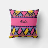 トリアファンキールカラフルピンクと黄色の装飾用クッション クッション (裏面)
