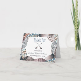 トリアモダンルの羽ボヘミアン結婚の感謝 サンキューカード