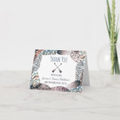 トリアモダンルの羽ボヘミアン結婚の感謝 サンキューカード (正面)