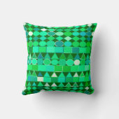 トリアモダンル幾何学模様、エメラルドグリーンとアクア クッション (裏面)