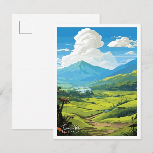 トリアルバコスタリカトラベルヴィンテージイラストレーション ポストカード (正面/裏面)
