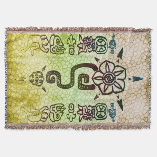 トリア素朴ルアステカフォークアート スローブランケット (正面)