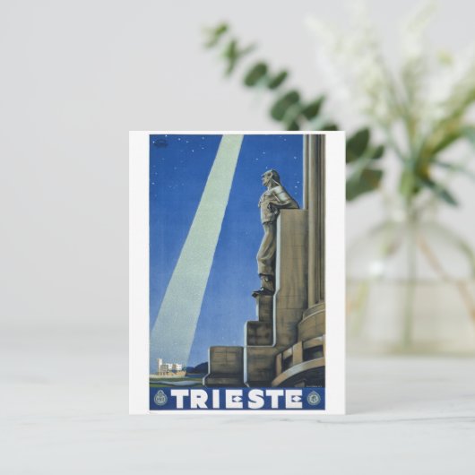 トリエステイタリアヴィンテージ旅行ポスター復元 ポストカード (スタンド正面)