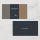 トリオのティール(緑がかった色)、灰色及び薄茶 名刺 (正面/裏面)