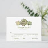 トリオのSucculentsの水彩画の賢人|結婚RSVP 出欠カード (スタンド正面)