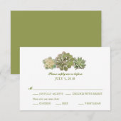 トリオのSucculentsの水彩画の賢人|結婚RSVP 出欠カード (正面/裏面)