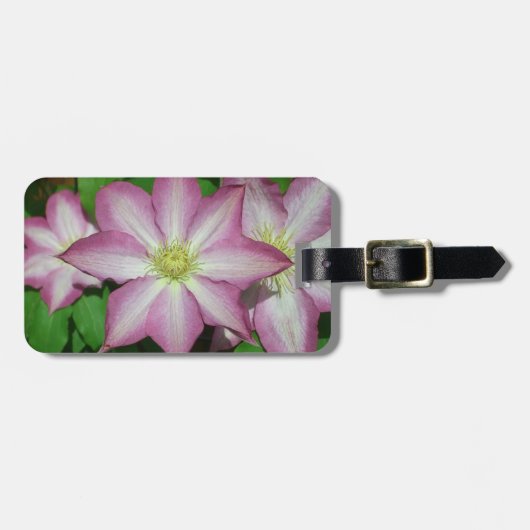 トリオオブクレマチスピンクとホワイト春つる植物 ラゲッジタグ (正面横)