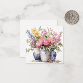 トリオオブフラワーブークツデルフトヴァーズフラットノートカード ノートカード (正面/裏面インサイチュ)